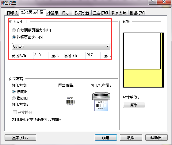 NiceLabel页面设置